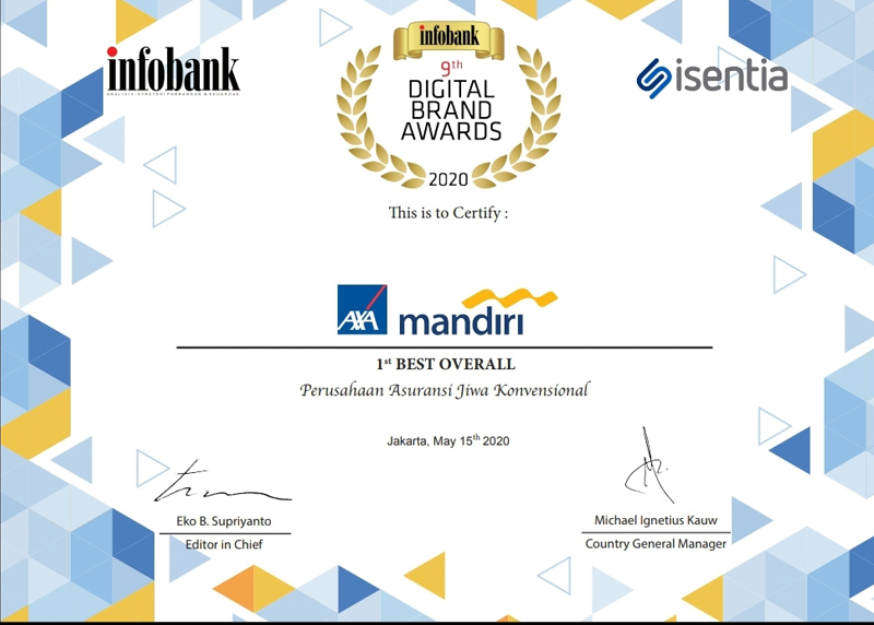 Digital Brand Awards 1st Best Overal - Kategori Asuransi Jiwa Konvensional - Infobank