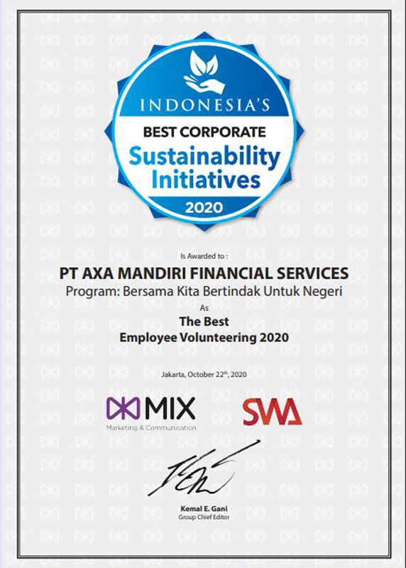 Indonesia's Best Corporate Sustainability Initiatives 2020 - The Best Employee Volunteering 2020