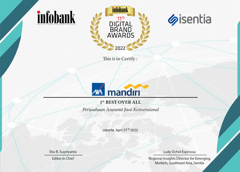 Digital Brand Awards 2022 - (1st Best Over All) Perusahaan Asuransi Jiwa Konvensional - Infobank