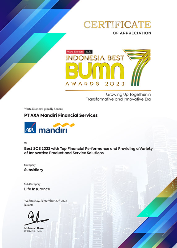 Indonesia Best BUMN Awards 2023 - Best SOE 2023 with Top Financial Performance and Providing a Variety of Innovative Product and Service Solutions