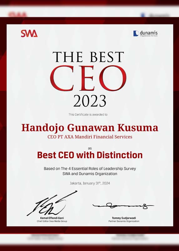 The Best CEO 2023 - Handojo Gunawan Kusuma as Best CEO with Distinction