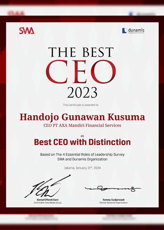 The Best CEO 2023 - Handojo Gunawan Kusuma as Best CEO with Distinction